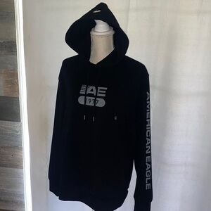 MWT American Eagle Outfitters Black Hoodie with Gray Graphic